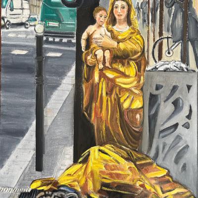 LA VIERGE ET LE SANS ABRI 70X100